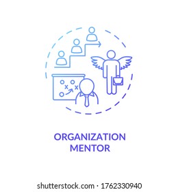 Organization mentor concept icon. Career development assistance, job promotion planning idea thin line illustration. Professional management. Vector isolated outline RGB color drawing