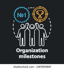 Organization milestones celebrating chalk concept icon. Company goals, aspirations and achievements idea. Best result, champion. Vector isolated chalkboard illustration