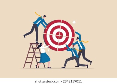 Organization objectives, purpose or business goal and achievement, company target, teamwork develop objective together or ambition, collaboration concept, business people connect target together.