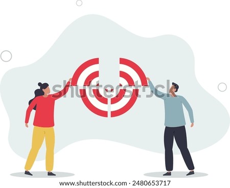 Organization objectives, purpose or business goal and achievement, company target, teamwork develop objective together or ambition.flat illustration.