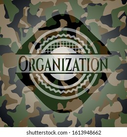 Organization on camo texture. Vector Illustration. Detailed.