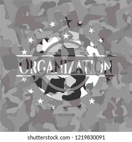 Organization on grey camouflaged pattern