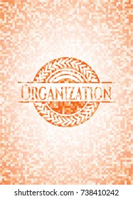 Organization orange mosaic emblem