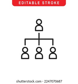 Icono de esquema de organización. Logotipo de arte de la línea de estructura y administración. Ilustración vectorial. Aislado en fondo blanco. Stroke Editable