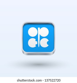 Organization of the Petroleum Exporting Countries flag icon square form on gray background. Vector illustration.
