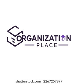 lugar de organización, boc , logotipo, ogo de caja, vector, madera , almacenamiento, organizador, letra o con caja