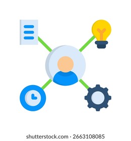 Organization Skills Icon Flat Vector Illustration