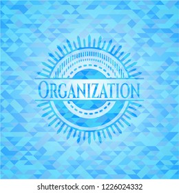 Organization sky blue emblem with mosaic ecological style background