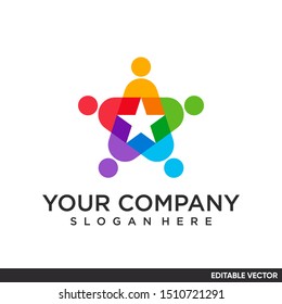 organization star abstract people logo for team work
