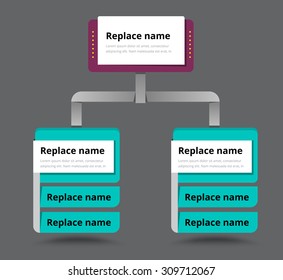 Organization Structure Chart With 2 Column. Vector Illustration