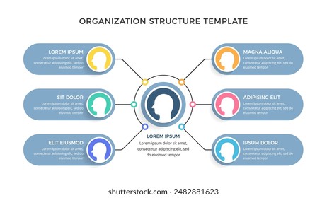 Organization structure chart infographic template, vector eps10 illustration