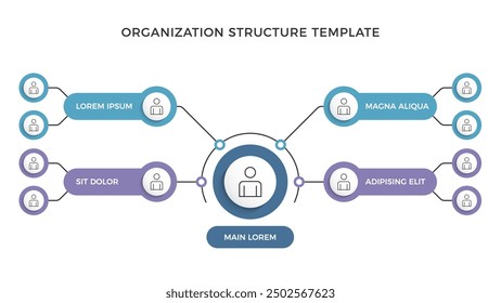 Plantilla de infografía de gráfico de estructura de Organización, diagrama circular, Vector EPS10 ilustración