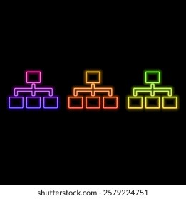 Organization structure or family tree icon set isolated. neon style