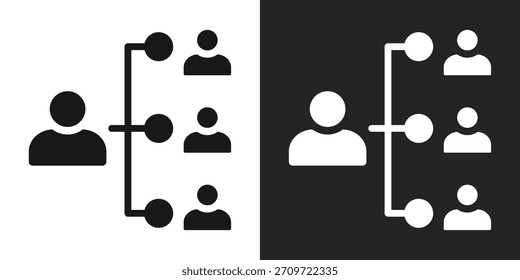 Organization Structure Icon In Black And White Glyph Style