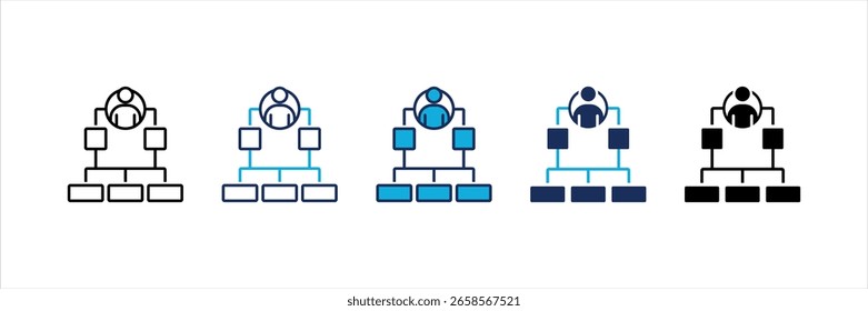 Conjunto de iconos de estilo múltiple de estructura de Organización
