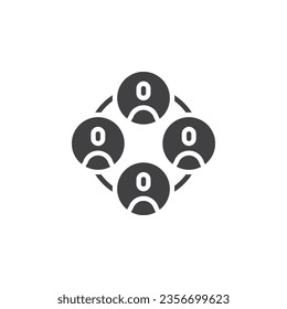 Icono de vector de organización y trabajo en equipo. signo plano relleno para concepto móvil y diseño web. Icono de glifo de colaboración. Símbolo, ilustración del logotipo. Gráficos vectoriales