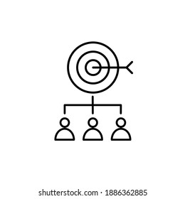 Icono de destino de visión de organización. Icono de organización y trabajo en equipo. Vector