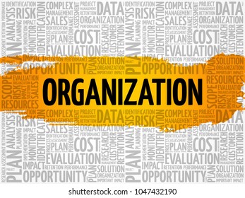 Organization word cloud collage, business concept background