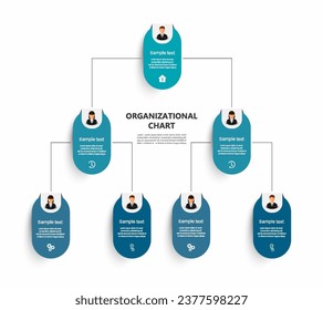 Organizational chart with business avatar icons. Business hierarchy infographic elements. Vector illustration