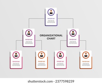 Organizational chart with business avatar icons. Business hierarchy infographic elements. Vector illustration