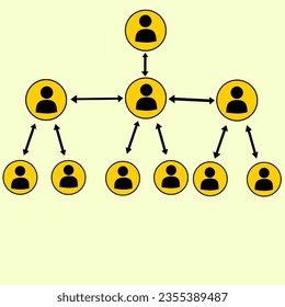 Organizational chart hierarchical vector icon, Organizational company department heads. Subordinate structure of company management. Entrepreneur manager employee