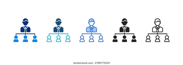 Ícone do Organograma Definir Ilustração de Vetor de Vários Estilos