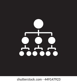 organizational chart icon vector, hierarchy solid logo, pictogram isolated on black, pixel perfect illustration