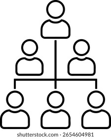 Organigramm-Symbol, Vektorgrafik der Teamhierarchie und der Unternehmensstruktur