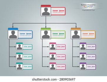 Organizational Chart Infographic, Calendar Icon Design, Business Structure Concept, Business Flowchart Work Process, Vector Illustration.