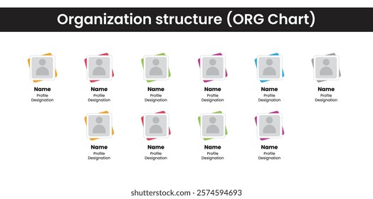 Organizational Chart infographics. ORG chart for team members reporting. Team Profile infographics