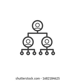 Organizational chart line icon. linear style sign for mobile concept and web design. People organization group outline vector icon. Hierarchical structure symbol, logo illustration. Vector graphics