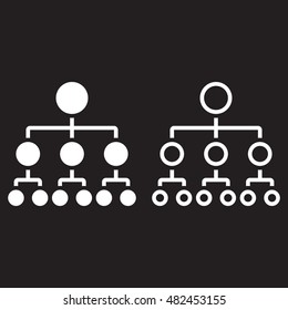 organizational chart line icon, outline and solid hierarchy vector sign, linear and full pictogram isolated on black, logo illustration