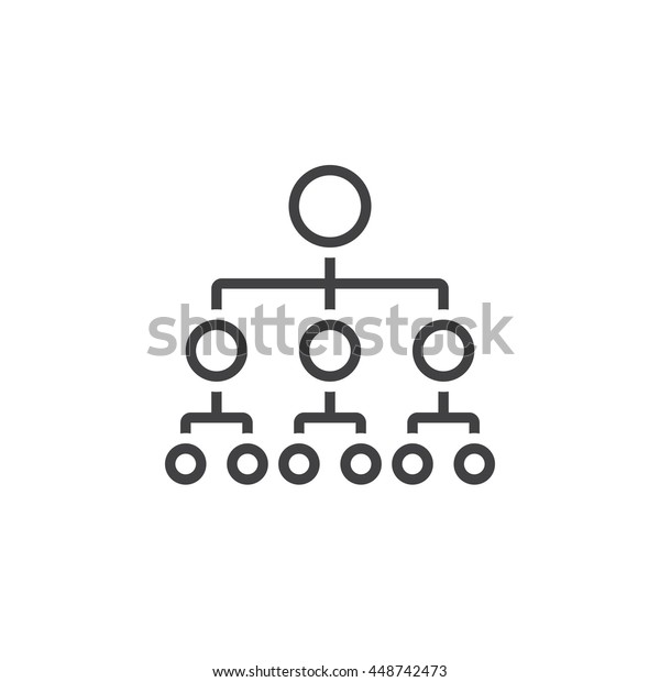 organizational chart line icon, outline
hierarchy vector logo, linear pictogram isolated on white, pixel
perfect
illustration
