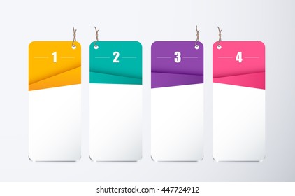 Organizational chart template with four numbered hanging tags.