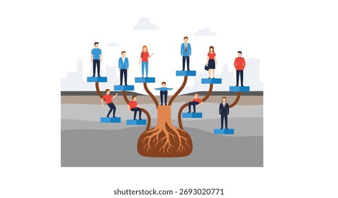 Organizational Chart Tree Representing Business Hierarchy and Employee Structure