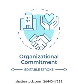 Organizational commitment soft blue concept icon. Partnership, collaboration. Teamwork organization. Round shape line illustration. Abstract idea. Graphic design. Easy to use in article, blog post