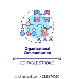 Organizational communication concept icon. Business conversation type abstract idea thin line illustration. Team meeting. Isolated outline drawing. Editable stroke. Arial, Myriad Pro-Bold fonts used