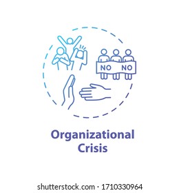 Organizational crisis concept icon. Social protest, civil unrest idea thin line illustration. Political strike, violent public demonstration. Vector isolated outline RGB color drawing