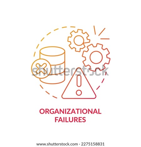 Organizational failures concept red gradient icon. Ineffective data governance. Unproductive system abstract idea thin line illustration. Isolated outline drawing. Myriad Pro-Bold font used
