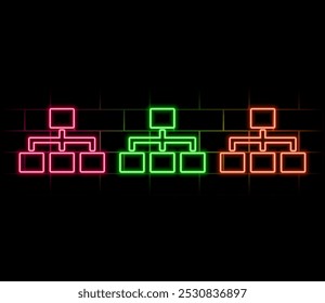 organizational in four different variations. vector set on white background. neon..2