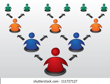 Organizational Hierarchy Network Chart Vector Illustration