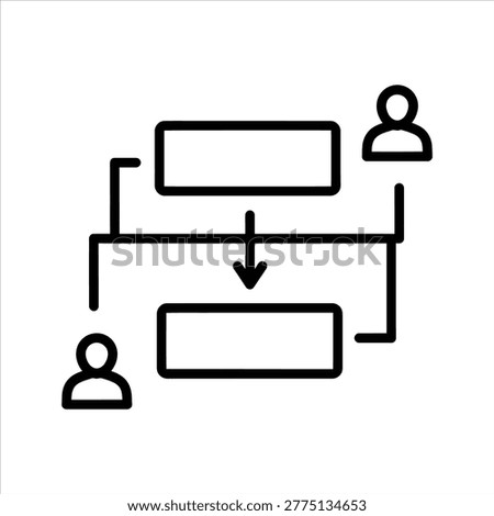 Organizational hierarchy and workflow chart icon with hierarchy organization workflow management business structure