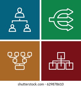 Organizational icons set. set of 4 organizational outline icons such as structure