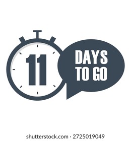 Contagem regressiva de identificação organizacional. Onze Vetor Cronológico. 11 DIAS. Publicidade de representação profissional. EPS 10.