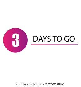 Contagem regressiva de identificação organizacional. Três vetor cronológico. 3 DIAS. Publicidade de representação profissional. EPS 10.