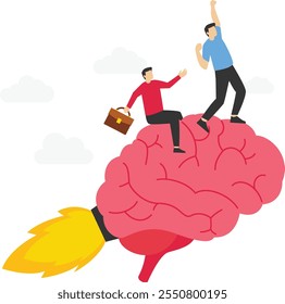 Organizational leaders have quick brains. Business team control brain forward

