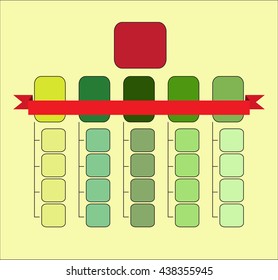 Organizational structure colourful template with red ribbon