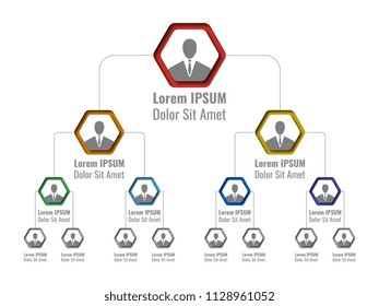 organizational structure of the company. business hierarchy infographic elements. four-level business management structure