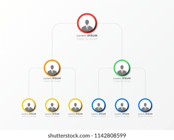 organizational structure of the company. business hierarchy infographic elements. three-level business management structure