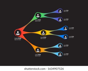 organizational structure of the company. business hierarchy infographic elements on a black background. multi-level corporate management scheme